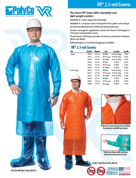 Man wearing plastic covering over street clothing